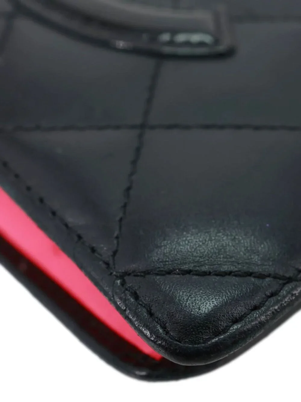 Chanel Cambon Yen Leather Long Bifold Wallet Black